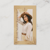 Chic Elegant Luxury Gold Palm Tree Photo Monogram Visitekaartje (Voorkant)