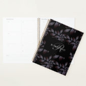 Chic Elegant Matte Floral Pattern Monogramed Planner (Display)
