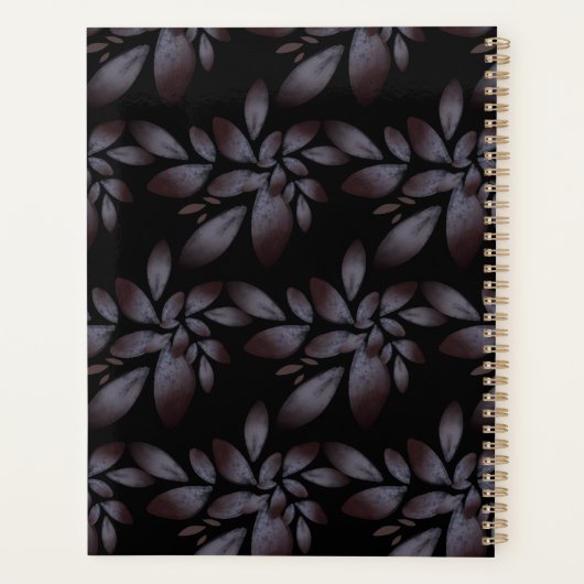 Chic Elegant Matte Floral Pattern Monogramed Planner (Achterkant)