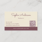 Chic Elegant Mauve & Cream with QR Code  Visitekaartje (Achterkant)