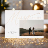 Chic Elegant Merry & Married One Photo Roos Gold Folie Feestdagenkaart