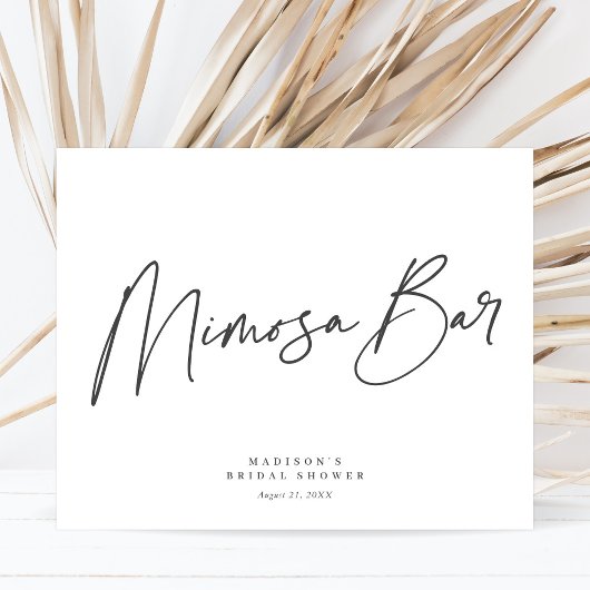 Chic Elegant Minimaal Bruiloftsfeest Mimosa Bar Bo Poster