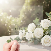 Chic Elegant Minimalist Betaalbare Luxe Huwelijk Acryl Uitnodigingen