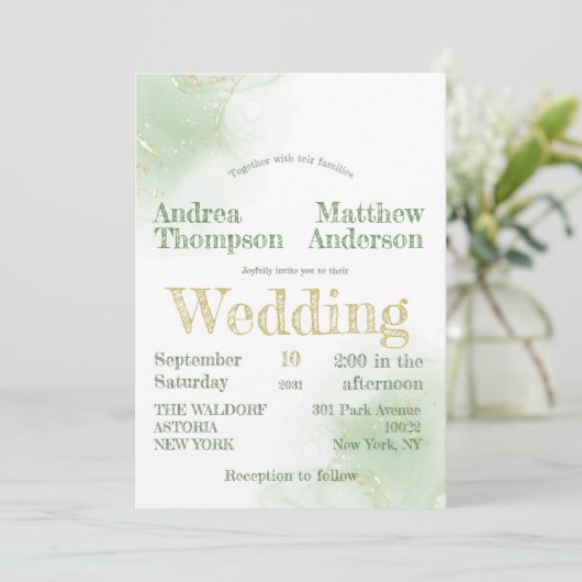 Chic Elegant Minimalistic Greenery met Golg Folie Kaart (Staand voorkant)