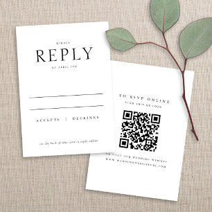 Chic Elegant Minimalistisch Type Zwart & Wit Huwel RSVP Kaartje