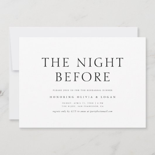 Chic Elegant Minimalistische bruiloft repetitie di Kaart (Voorkant)