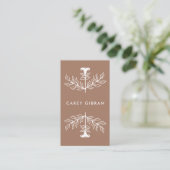 Chic Elegant Mocha Bruine Lelie Lijn Tekening CUST Visitekaartje (Staand voorkant)
