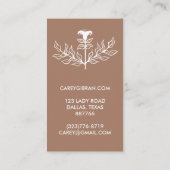 Chic Elegant Mocha Bruine Lelie Lijn Tekening CUST Visitekaartje (Achterkant)