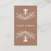 Chic Elegant Mocha Bruine Lelie Lijn Tekening CUST Visitekaartje (Voorkant)