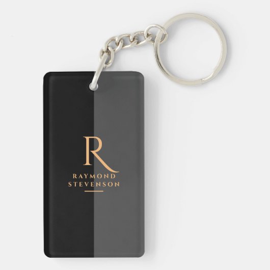 Chic Elegant Modern Black Gold Monogramed Sleutelhanger (achterkant)