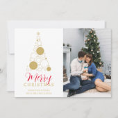 Chic Elegant Modern Wedding Christmas Tree Photo Feestdagenkaart (Voorkant)