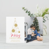Chic Elegant Modern Wedding Christmas Tree Photo Feestdagenkaart (Staand voorkant)