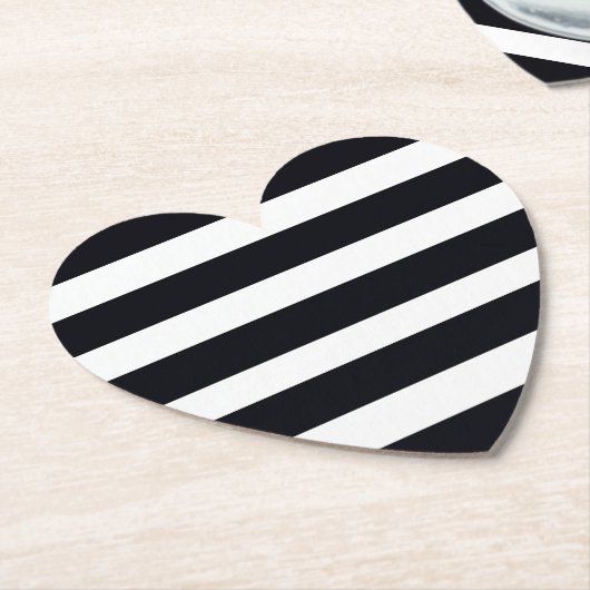 Chic Elegant moderne zwarte en witte strepen Kartonnen Onderzetters (Gekanteld)