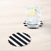 Chic Elegant moderne zwarte en witte strepen Kartonnen Onderzetters (Insitu)