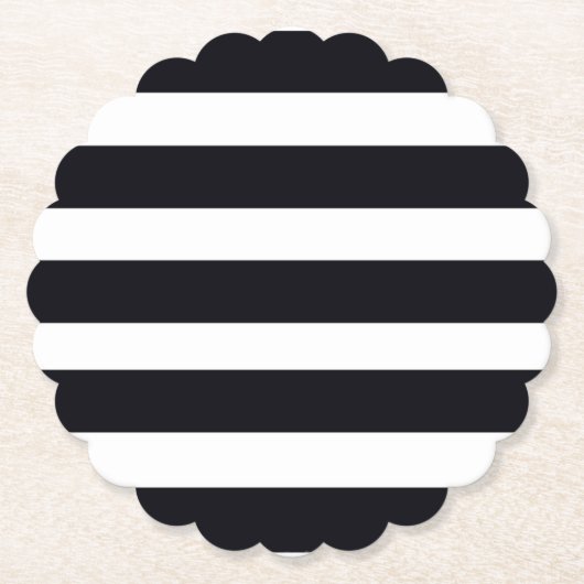 Chic Elegant moderne zwarte en witte strepen Kartonnen Onderzetters (Voorkant)