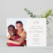 Chic Elegant Monogram 2 Foto bruiloft Folie Uitnodiging (Staand Voorkant)