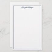 Chic Elegant Navy Blue Briefpapier (Voorkant / Achterkant)