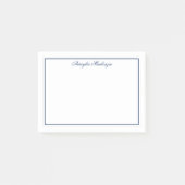 Chic Elegant Navy Blue en White Personalized Post-it® Notes (Voorkant)