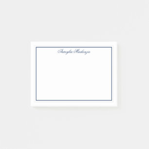 Chic Elegant Navy Blue en White Personalized Post-it® Notes