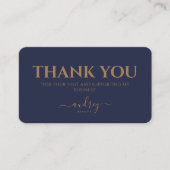 Chic Elegant Navy Blue Gold Script Klantenkaartje (Voorkant)