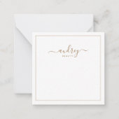 Chic Elegant Navy Blue Gold Script Notitiekaartje (Voorkant)