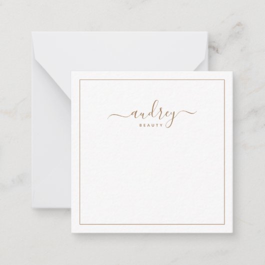 Chic Elegant Navy Blue Gold Script Notitiekaartje (Voorkant)
