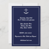 Chic Elegant Navy Blue White Nautical Invitation Kaart (Achterkant)