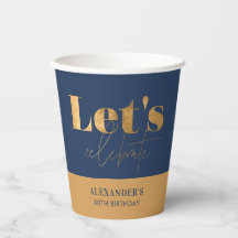 Chic Elegant Navy Goud Verjaardag Laten we het vie