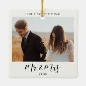 Chic elegant ons eerste kerstfeest als de heer & m keramisch ornament (Achterkant)