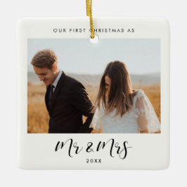 Chic elegant ons eerste kerstfeest als de heer & m keramisch ornament