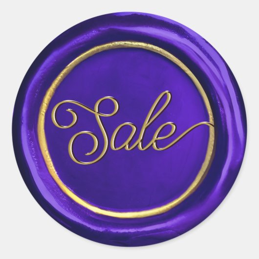 Chic Elegant Paars & Gold Sale Wax Seal Stickers (Voorkant)