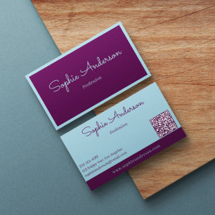 Chic Elegant Paars & Turkoois met QR-code Visitekaartje