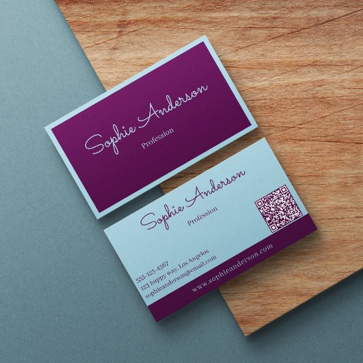 Chic Elegant Paars & Turkoois met QR-code Visitekaartje