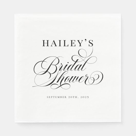 Chic Elegant Personalized Bridal Shower Servet (Voorkant)