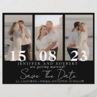 Chic Elegant Photo Collage Save the Date Kaart Fly