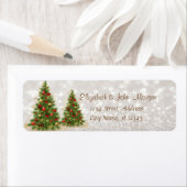 Chic Elegant, Pine Trees, Glittery Bokeh Label (Insitu)