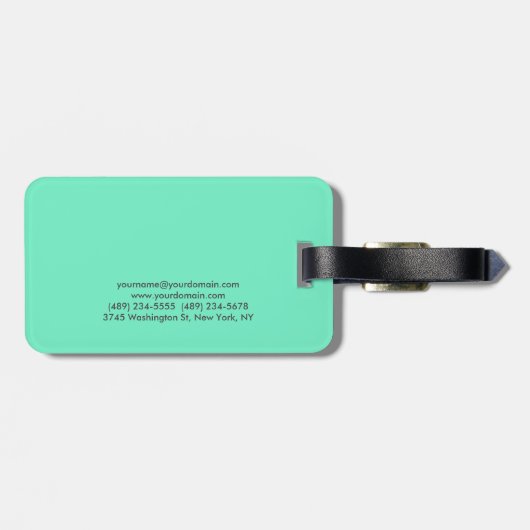 Chic Elegant Plain Stijlvol Blauw Modern Bagagelabel (Achterkant horizontaal)