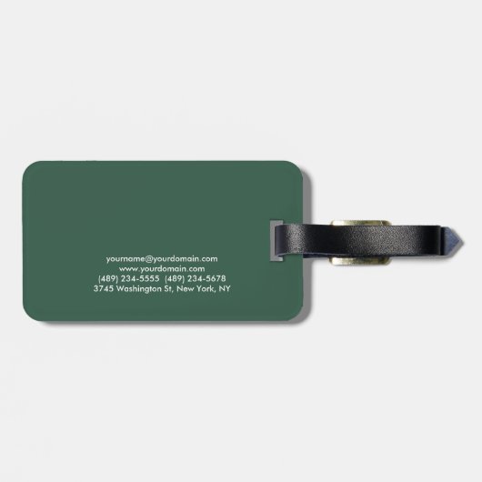 Chic Elegant Plain Stijlvol Groen Modern Voeg Naam Bagagelabel (Achterkant horizontaal)