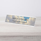 Chic Elegant Plain Stijlvolle Blauwe Hemel & Wolke Bureau Naambordje (Voorkant)