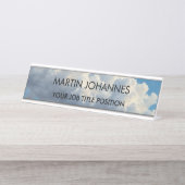 Chic Elegant Plain Stijlvolle Blauwe Hemel & Wolke Bureau Naambordje (Voorkant)