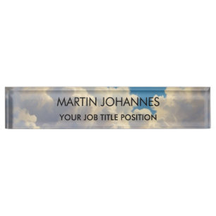 Chic Elegant Plain Stijlvolle Blauwe Hemel & Wolke Naambordje