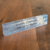 Chic Elegant Plain Stijlvolle Blauwe Hemel & Wolke Naambordje (Zijkant)