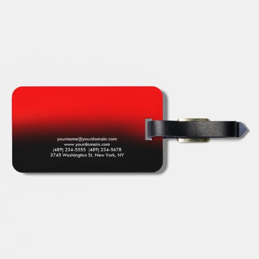 Chic Elegant Plain Stylish Red Black Bagagelabel (Achterkant horizontaal)