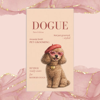 Chic Elegant Poodle Dogue Magazine Business Card Visitekaartje