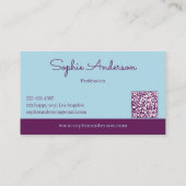 Chic Elegant Purple & Teal with QR Code  Visitekaartje (Achterkant)