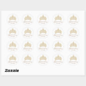 Chic Elegant Quinceañera Gold Crown Script Ronde Sticker (Vel)