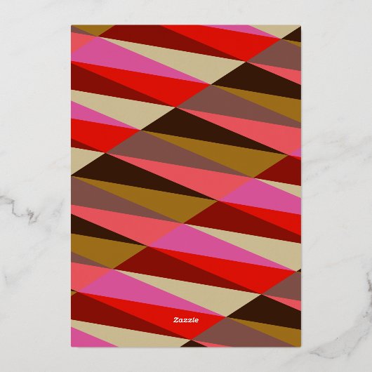 Chic Elegant Red Brown Geometric Wedding Gold Folie Uitnodiging (Achterkant)