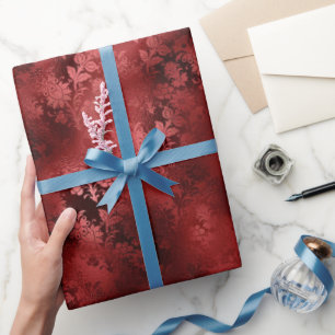 Chic Elegant Rode Bloemen Huwelijk Cadeaupapier