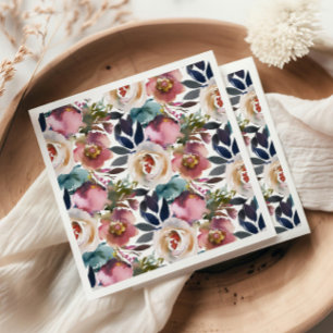 Chic Elegant Romantic Dark Roos Wedding Servet