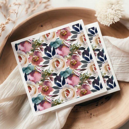 Chic Elegant Romantic Dark Roos Wedding Servet